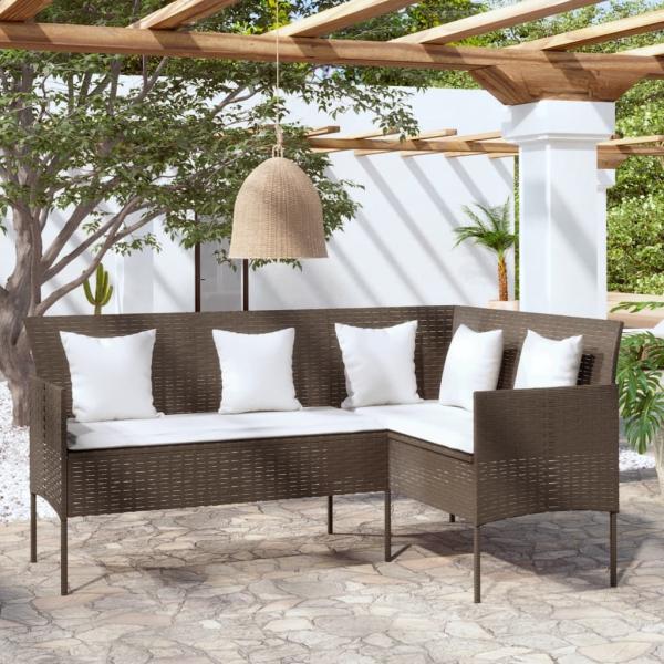 vidaXL Sofa in L-Form mit Kissen Poly Rattan Braun 318586