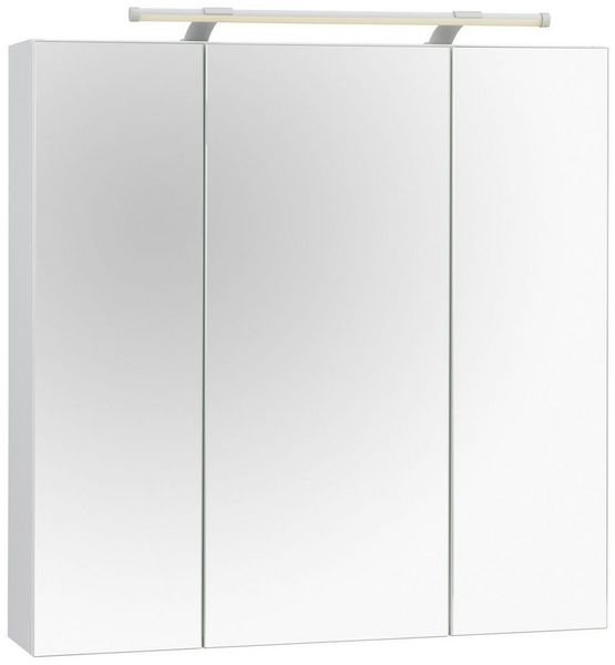 Schildmeyer Spiegelschrank Dorina, mit höhenverstellbaren Glasböden made in Germany Breite 70 cm, 3-türig, LED-Beleuchtung, Schalter-/Steckdosenbox
