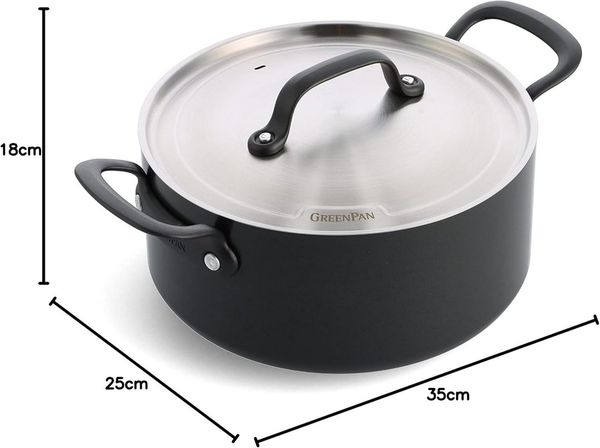 GREENPAN Kochtopf GreenPan Kochtopf 4,9 Liter Backofenfest mit Deckel