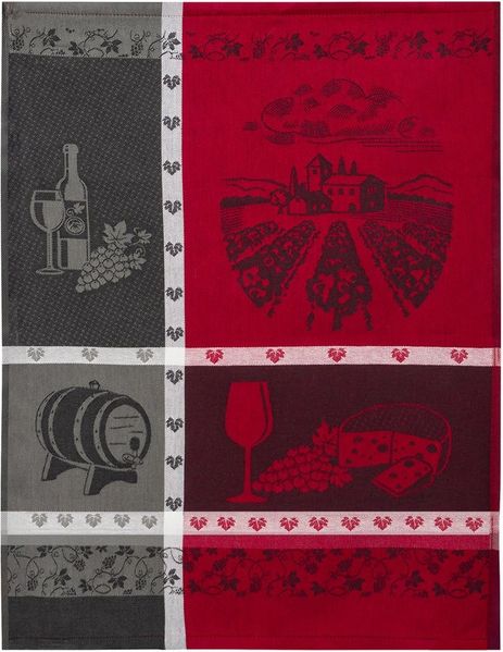 ROSS Geschirrtuch, Wein, Weinberge, Trauben, grau-bordeaux