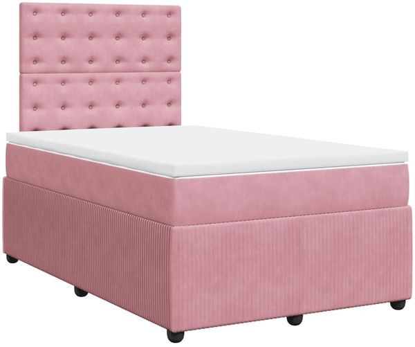 vidaXL Boxspringbett mit Matratze Rosa 120x190 cm Samt 3292303 Bild 2
