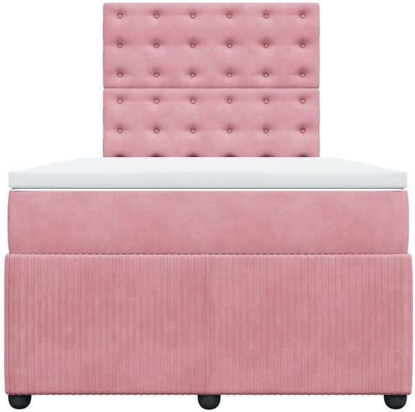 vidaXL Boxspringbett mit Matratze Rosa 120x190 cm Samt 3292303 Bild 4