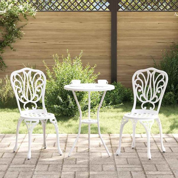vidaXL Garten Bistro Set 3 pcs Weiß Aluminium 42002384