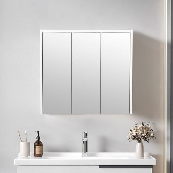 Happy Home Badezimmerspiegelschrank Spiegelschrank mit 3 Türen Badezimmerschrank Spiegel Badschrank