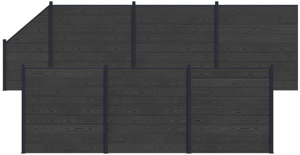 vidaXL Zaunelement 7 pcs WPC und Aluminium Schwarz 3429425