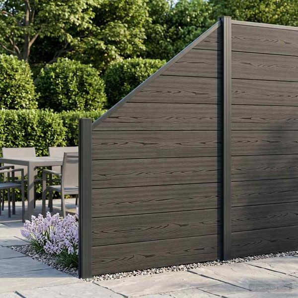vidaXL zaunset 7 pcs 1138 x 186 cm WPC und Aluminium Schwarz 3429425