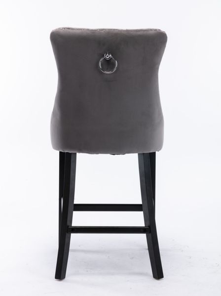 Esszimmerstuhl-Set aus Samt in Grau mit hohem Rücken und dekorativen Nieten, 49,5 x 60 x 103,5 cm Bild 9
