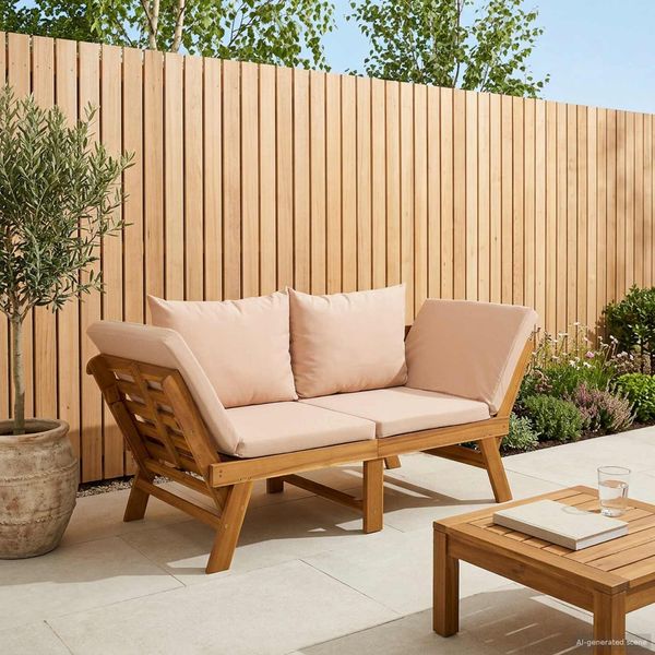 vidaXL 3-in-1 Gartenbank mit Kissen Massives Akazienholz Natur 42027061