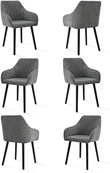 GOEURVANT 1381 Esszimmerstühle 6er-Set, Chenille - Schiefergrau