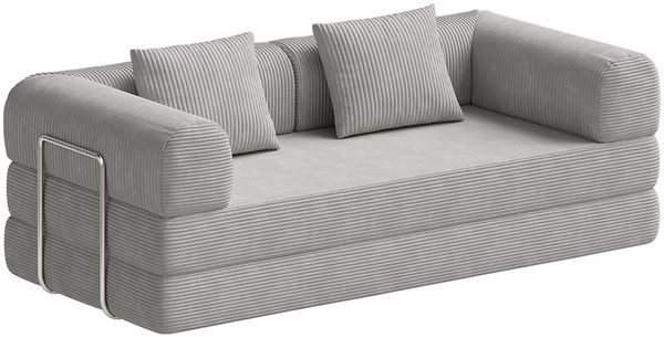 skølm 'Lofn' Modulares Sofa 2 Sitzer, 200x100 cm, Vollschaumcouch mit Metallgestell, Cord hellgrau, Schlafsofa vakuumverpackt, kein Aufbau erforderlich Bild 9