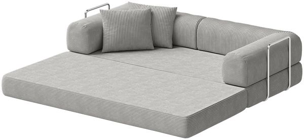 skølm 'Lofn' Modulares Sofa 2 Sitzer, 200x100 cm, Vollschaumcouch mit Metallgestell, Cord hellgrau, Schlafsofa vakuumverpackt, kein Aufbau erforderlich Bild 10