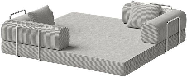 skølm 'Lofn' Modulares Sofa 2 Sitzer, 200x100 cm, Vollschaumcouch mit Metallgestell, Cord hellgrau, Schlafsofa vakuumverpackt, kein Aufbau erforderlich Bild 11