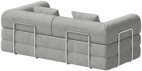 skølm 'Lofn' Modulares Sofa 2 Sitzer, 200x100 cm, Vollschaumcouch mit Metallgestell, Cord hellgrau, Schlafsofa vakuumverpackt, kein Aufbau erforderlich Bild 12