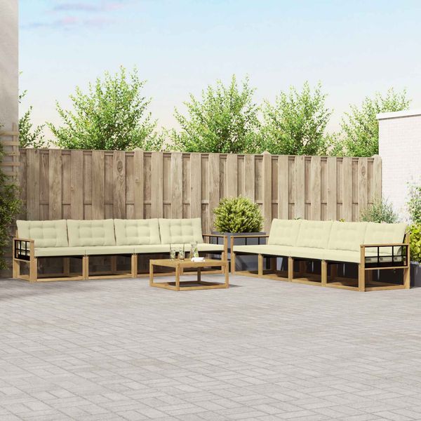 vidaXL Outdoor-Sofagarnitur 9 pcs Weiß und Creme 79 x 79 x 37 cm 3388544