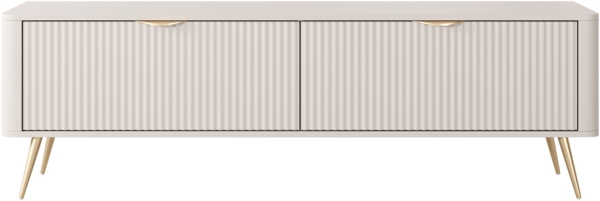 TV Schrank Literpo 163, geriffelte Fronten, Metallfüße, Aluminiumgriffe (Farbe: Beige)