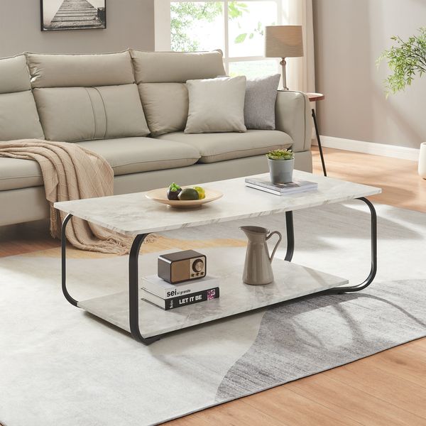 Couchtisch Kolta 120x60x43 cm Marmoroptik, Weiß [en. casa]