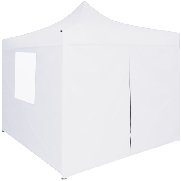 vidaXL Profi-Partyzelt Faltbar mit 4 Seitenwänden 3×3m Stahl Weiß 48861