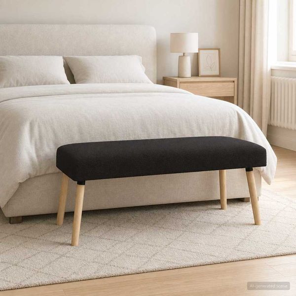 vidaXL Bank Uni Schwarz 110 x 40 x 46 cm Bouclé 42038415