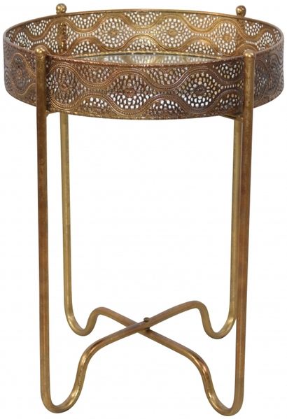 Tisch mit abnehmbarem Tablett "Madiha" antik goldfarben