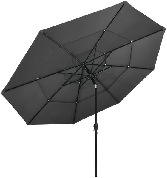 Sonnenschirm, Terrassenschirm mit Aluminium-Mast 3-lagig Anthrazit 3,5 m