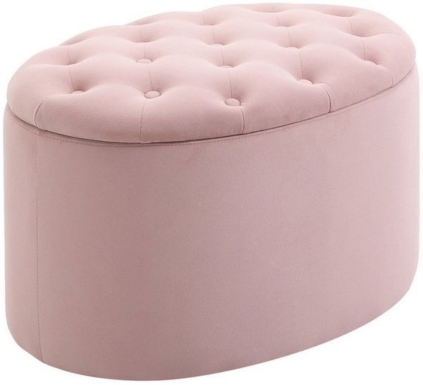 HOMCOM Sitzbank Polsterbank mit Stauraum (Aufbewahrungsbank, 1-St, Lagerbank), samtartiges Polyester Rosa 71 x 52 x 42 cm