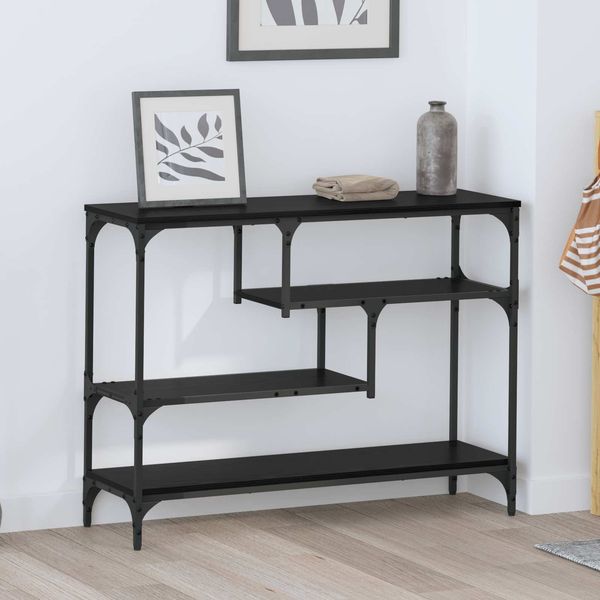 vidaXL Konsolentisch mit Regal Schwarz Eichen-Optik 100 x 30 x 75 cm 883542