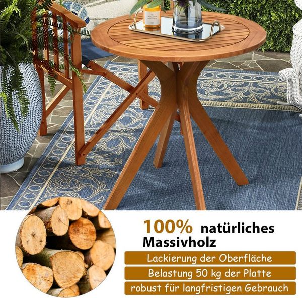 KOMFOTTEU Gartentisch, Ø70cm Beistelltisch, mit stabilem Kreuzbein Bild 2