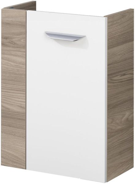 FACKELMANN SBC LUXOR Waschbeckenunterschrank Gäste WC 45 cm breit, Weiß/Braun hell, Türanschlag rechts