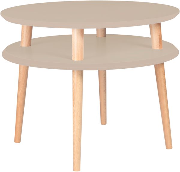 Ragaba Couchtisch, MDF & Buche Massivholz, Ø 57x45 cm, Braun Beige