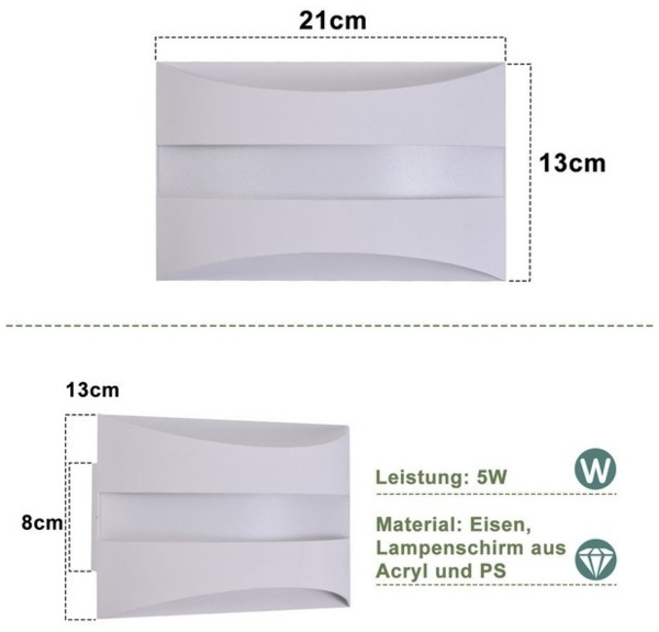 Nettlife LED Wandleuchte LED Wandleuchte Schwarz 5W 3000K, LED fest integriert, Warmweiß, für Wohnzimmer, Schlafzimmer, Flur, Treppenhaus, Arbeitszimmer Bild 4
