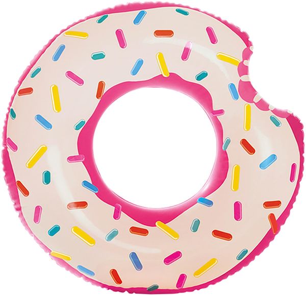 Intex | Schwimmring Donut | Erdbeer-Design | 107 x 99 cm | Mehrfarbig | ideal für Pool und Strand