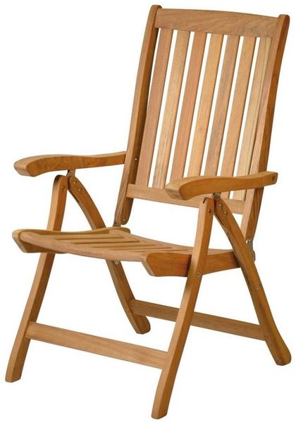Kai Wiechmann Hochlehner Verstellbarer Teak Gartenstuhl, wetterfester Teak Klappsessel, Teakholz Gartensessel mit extra langer Rückenlehne