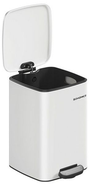 Songmics Mülleimer Küche, 20 Liter Abfalleimer, Tretmülleimer, Stahl, mit Inneneimer, Softclose, Offenhaltefunktion, wolkenweiß LTBDE592W02 Bild 2