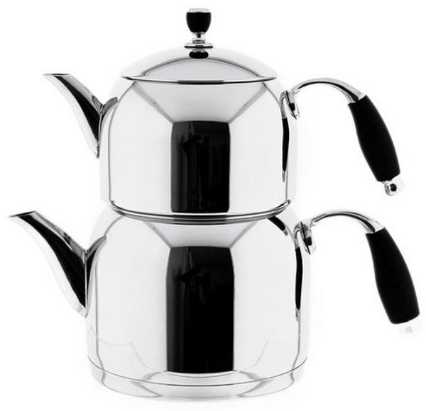 Almina Caydanlik-Teekanne Mona Large aus hochwertigem 18/10-Edelstahl - 1,5L/3L, (1-St), Induktionsgeeignet