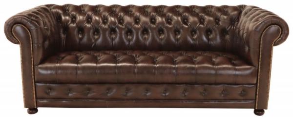 Dreisitzer-Sofa Chesterfield Manchester aus echtem Rindsleder Braun
