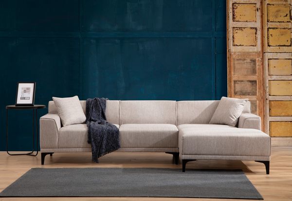 Ecksofa, 'Petra', 77 x 145 x 250, Weiß