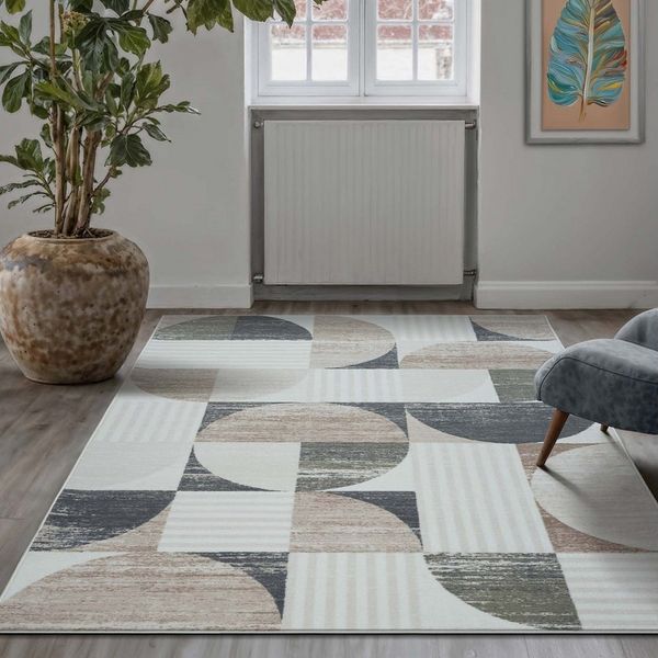 TaraCarpet Teppich Kurzflorteppich TaraCarpet Empire Retromuster absolut Modern fürs, rechteckig, Höhe: 14 mm, Retro Design in modernen Wohnfarben blau