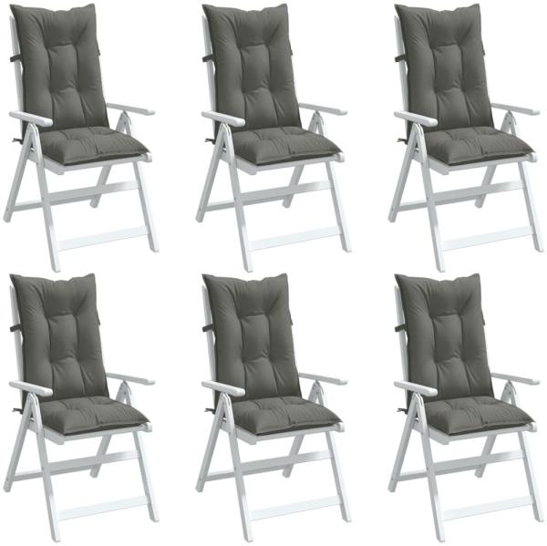vidaXL Hochlehner-Auflagen 6 Stk. Melange Dunkelgrau 120x50x7 cm Stoff 4002351