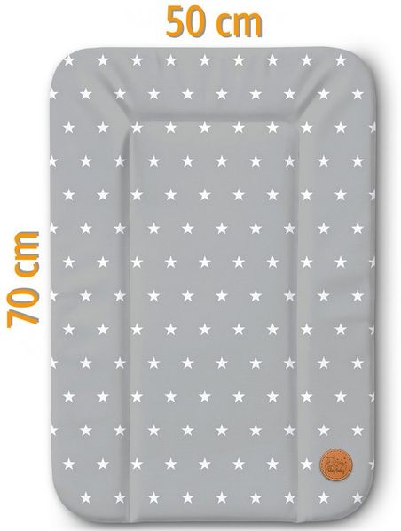 Wickelauflage Wickelunterlage abwaschbar und wasserdicht 70x50 cm - Wickelmatte zum Auflegen auf Wickeltisch Wickelaufsatz Wickelkommode oder Waschmaschine changing mat 70x50 Sterne und Grau
