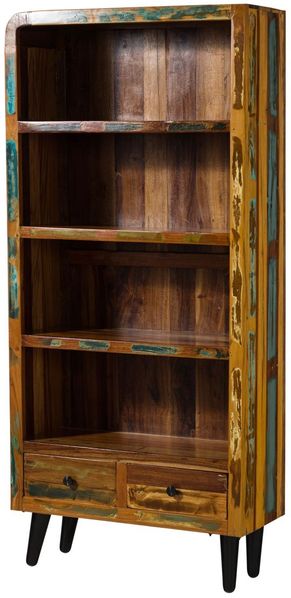 Regal Altholz 90x35x180 mehrfarbig lackiert SIXTIES #107