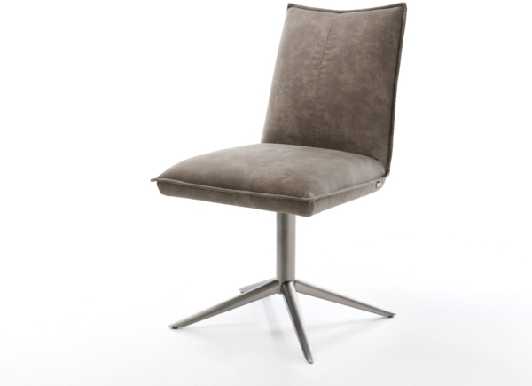 Drehstuhl Lelio-Flex Mikrofaser Taupe Vintage Fußkreuz Graphit 360° drehbar Wippfunktion Taschenfederkern