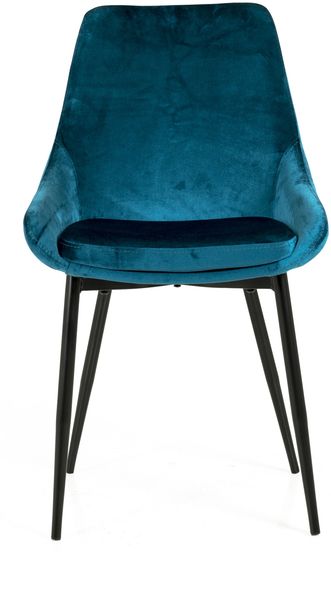 Tenzo Lex 2er-Set Designer Stühle, Metall, Petrol Blau, 85 x 47,5 x 56 cm (Hxbxt), Sitz : Stahl mit Schaum. Stoff : 100% Samt, Petrol Blau/Schwarz, Samtsitz