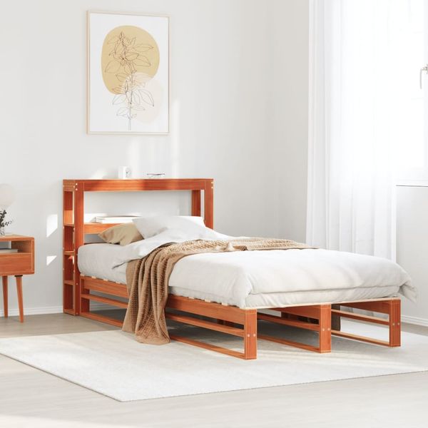 vidaXL Massivholzbett ohne Matratze Wachsbraun 75x190 cm Kiefernholz 3306512