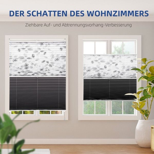 Sekey Plissee Day+Night Doppelplissee Verdunkelung ohne Bohren verspannt Lichtschutz, ohne Bohren, Klemmfix, Lichtdurchlässig und 100% verdunkelnd – Verdunkelung frei umschaltbar