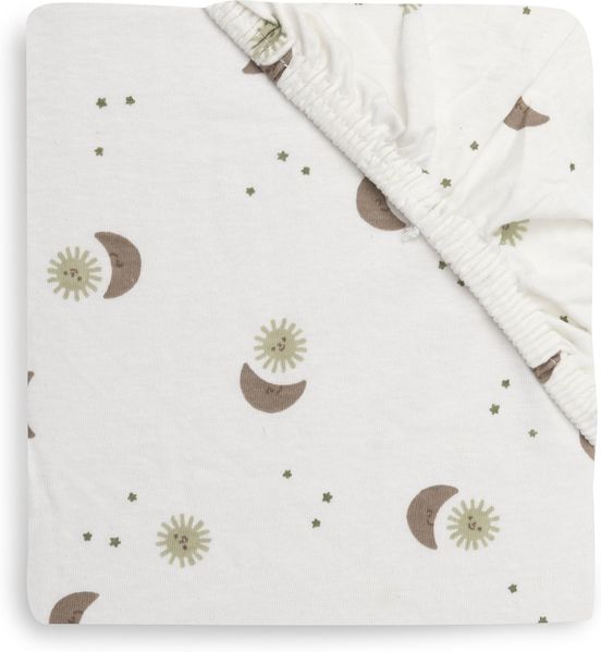 Jollein Spannbettlaken Jersey - 60x120cm - Für Babybett & Kinderbett - 100% Baumwolle - Mit Gummizug - Over The Moon