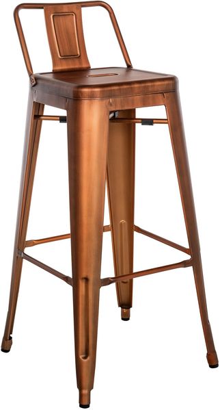 CLP Barhocker mit Lehne im Industrial-Look Mason, mit Rückenlehne und Fußablage,kupfer