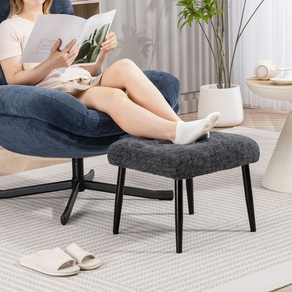 HOMCOM Fußhocker mit Anti-Rutsch-Pads (Polsterhocker, 1 St, Fußstütze), für Schlafzimmer, Wohnzimmer, Dunkelgrau