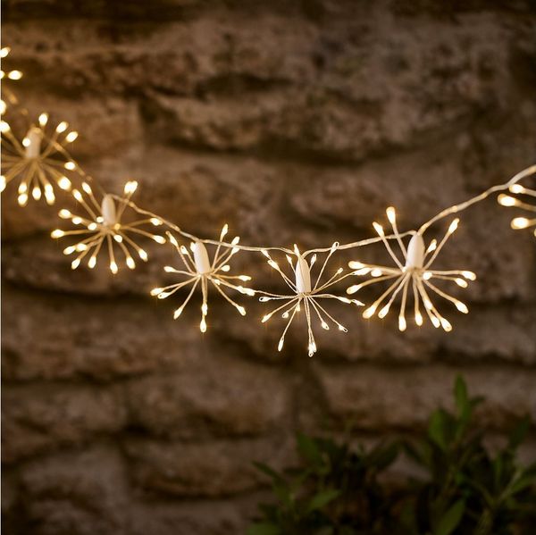 Lights4fun LED-Lichterkette 200er LED Solar Lichterkette Starburst USB wiederaufladbar