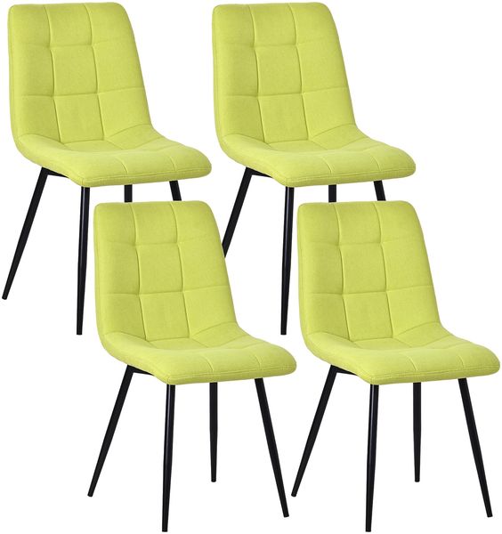 HOMAVO Esszimmerstuhl YZ6 Set 4 Stück Gepolstert Modern, Grün Webstoff, 48x61x89cm