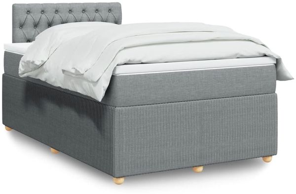 vidaXL Boxspringbett mit Matratze Hellgrau 120x200 cm Stoff 3287430